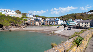 B&B in Little Haven and Wales Pembrokeshire sea front boat moor and village houses of Little Haven
